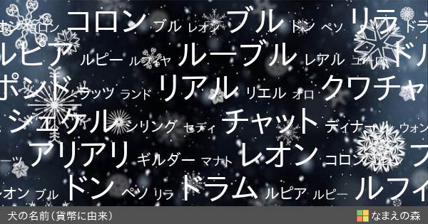 貨幣に由来する犬の名前 男の子 ペット名付け なまえの森