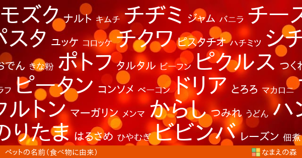 食べ物に由来するペットの名前 ペット名付け なまえの森